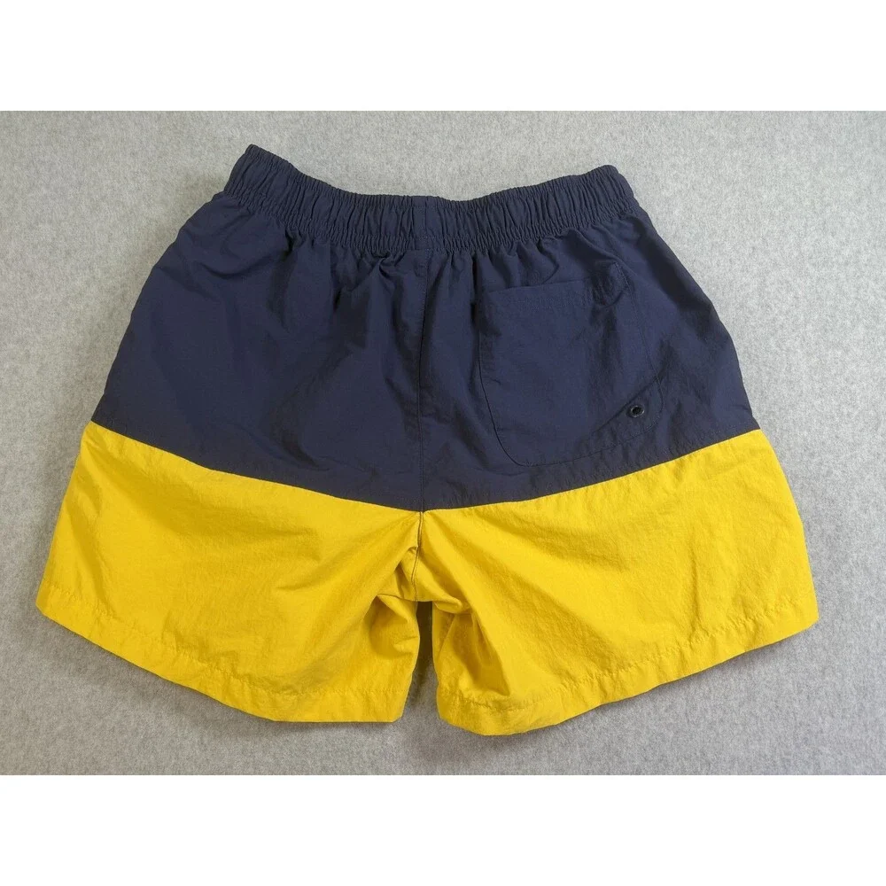Nike Youth Activewear Shorts Navy Blue Yellow Drawstring Pockets Small S